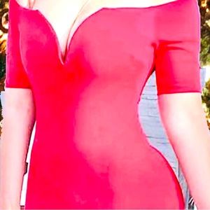 Red off the shoulder dress